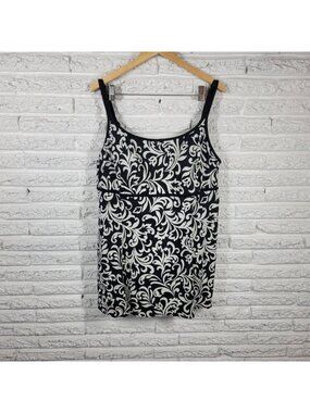 Great Lengths Womens Swimsuit 22 One Piece Skirted Adjustable Spaghetti FLO119E